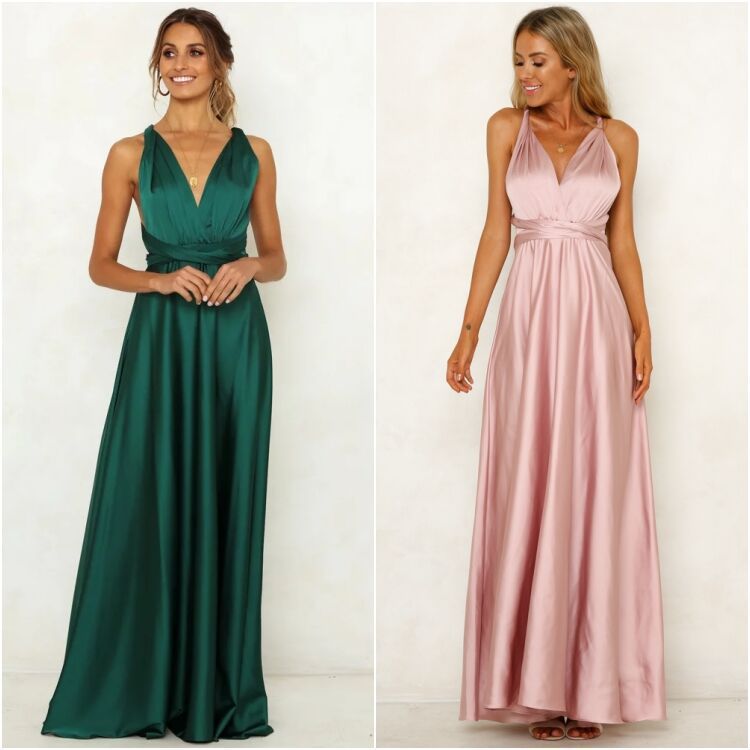 Spring Summer Solid Color Lace-up V-neck Chic Women Clothing Backless High Waist Dress Maxi Dress Maxi