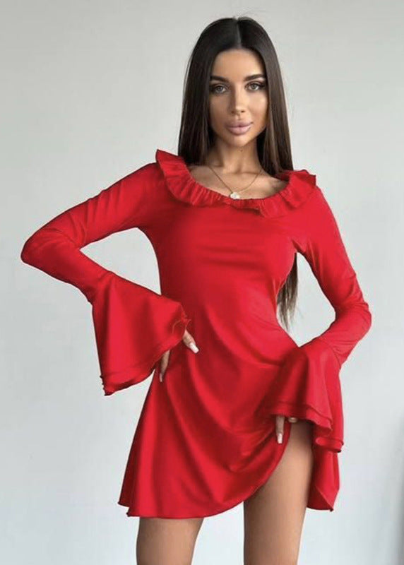 Off Sienna Shoulder Ruffle Sleeve Dress