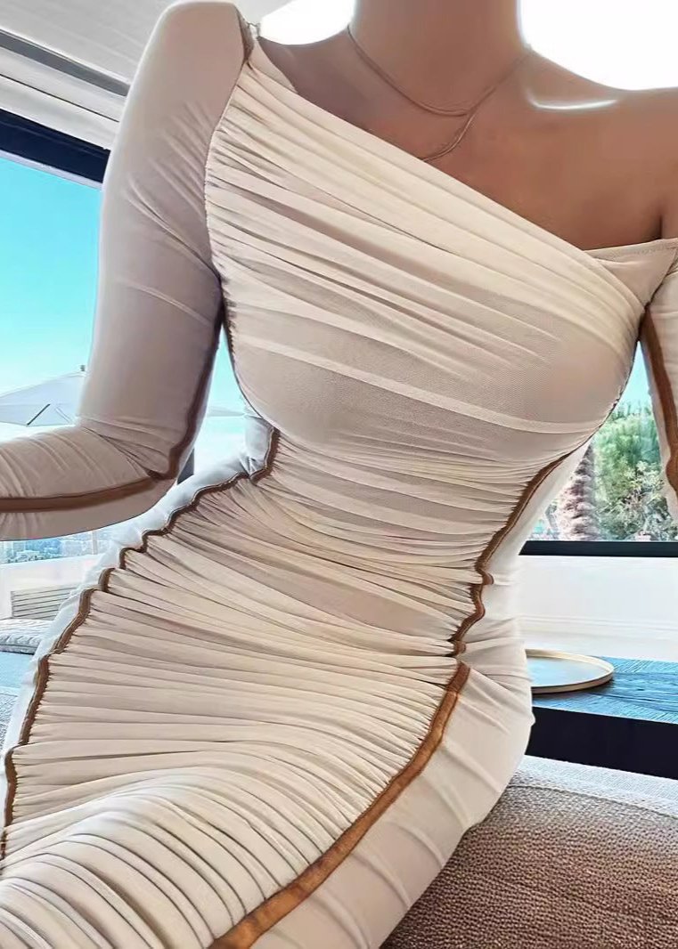 Elegance Asymmetrical Mesh Midi Dress