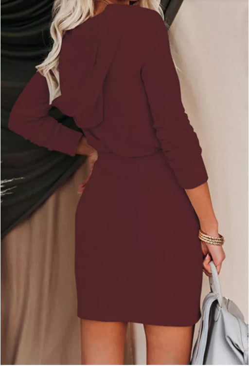Half Hope Zip Hooded Knit Dress Lavender