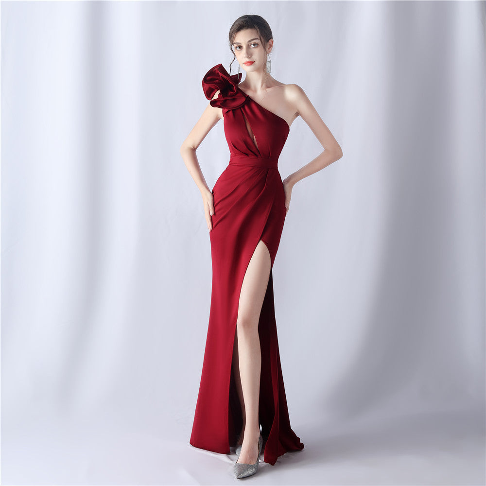 Craft Flower Evening Dress Wedding Cocktail Annual Meeting Host Dress