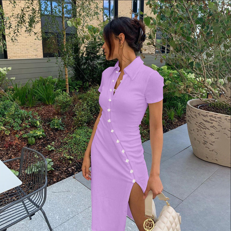 Sleeve Short Lapel Skinny Mini Dress