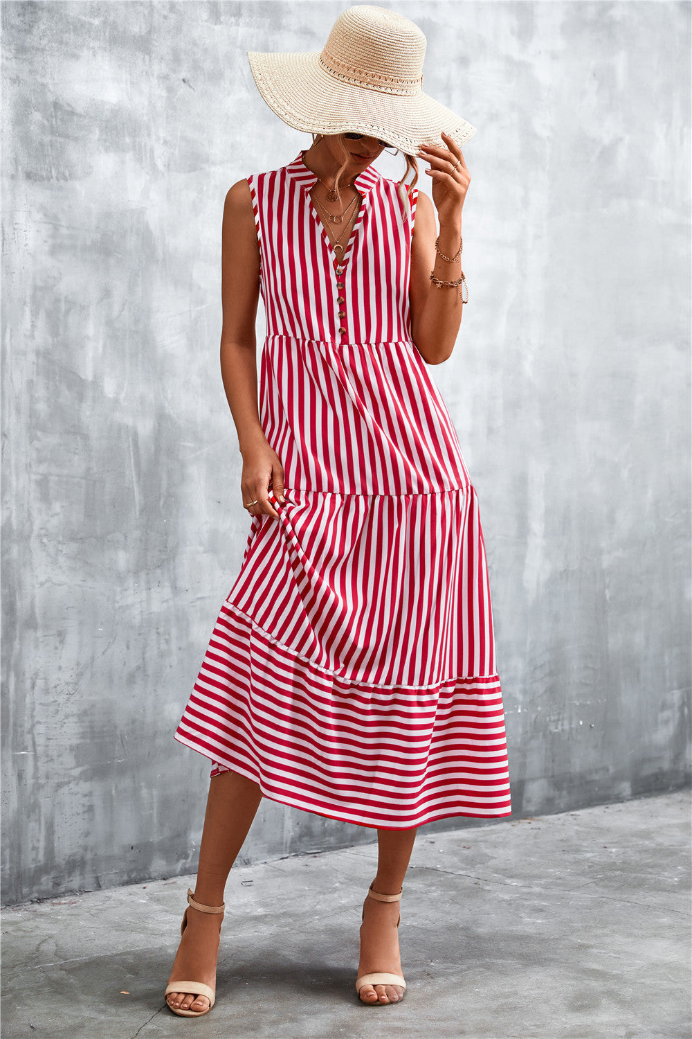 Cotton Jax Blend Embroidered Woven Midi Dress