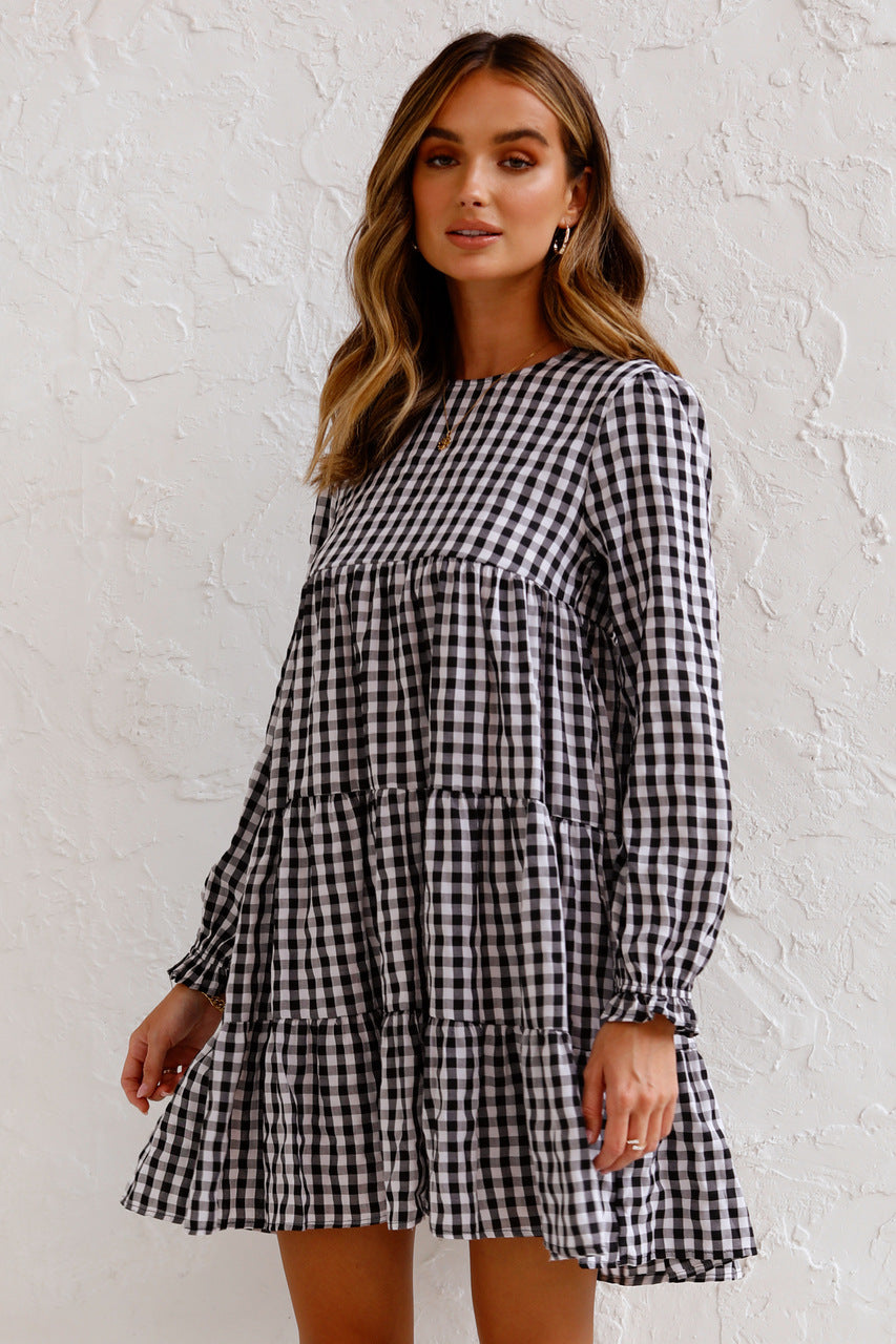 Cotton Urika Blend Plaid Babydoll Dress FINAL