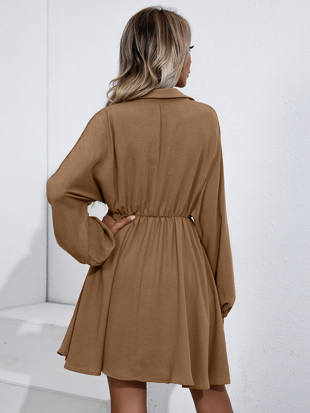 Cotton Remy Pocketed Shirt Dress Mocha FINAL