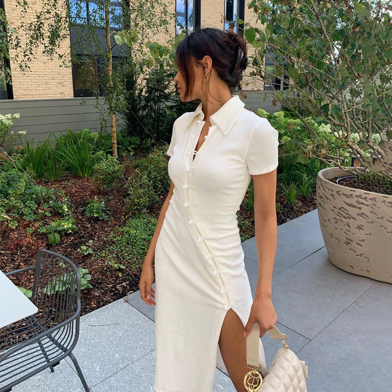 Sleeve Short Lapel Skinny Mini Dress