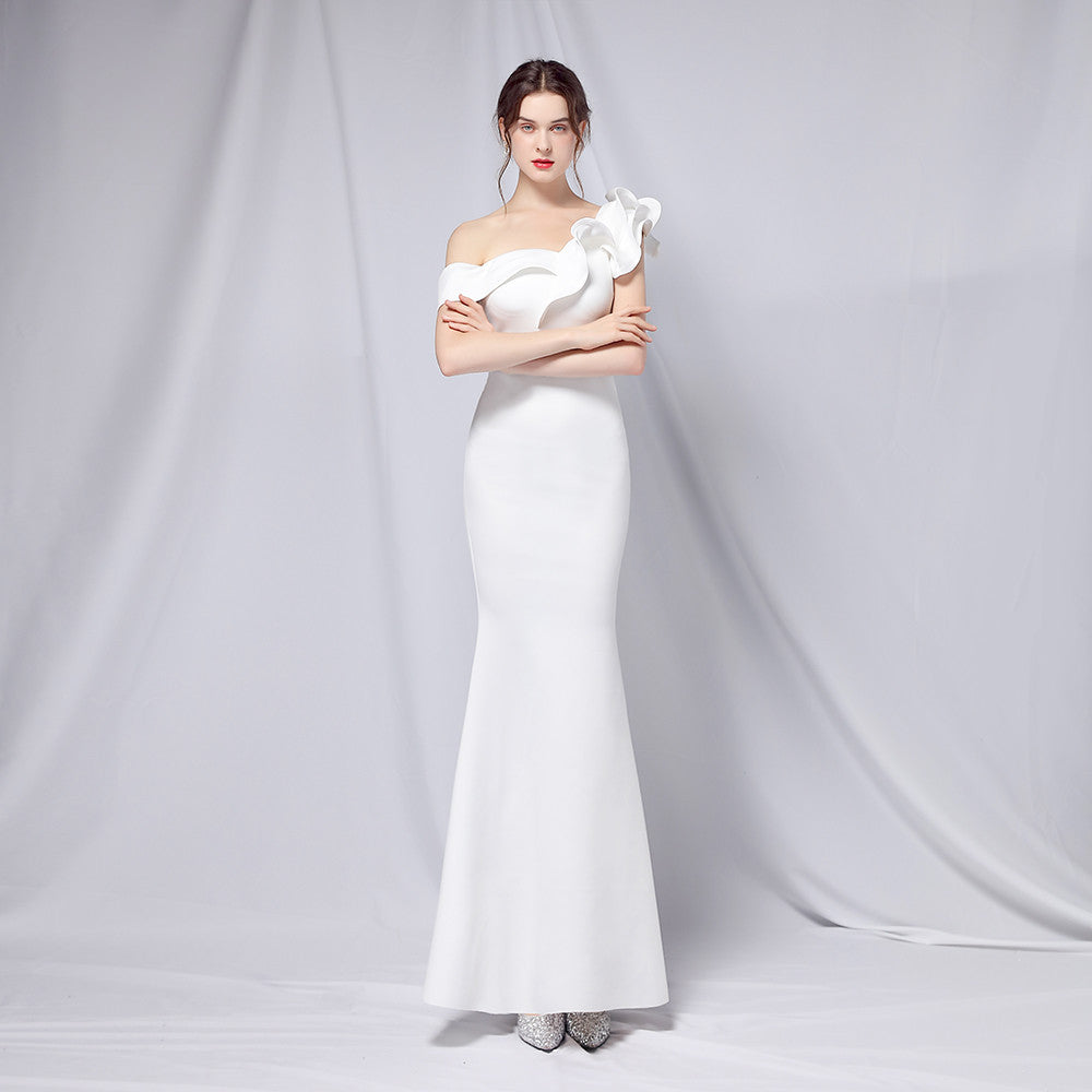off-Shoulder Banquet Evening Dress Maxi Party Long Refined Slim Sexy Fishtail Dress Formal Gown