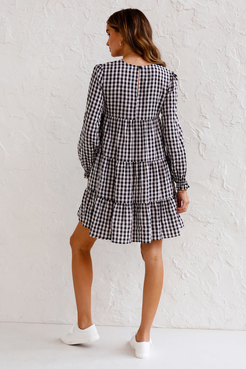 Cotton Urika Blend Plaid Babydoll Dress FINAL