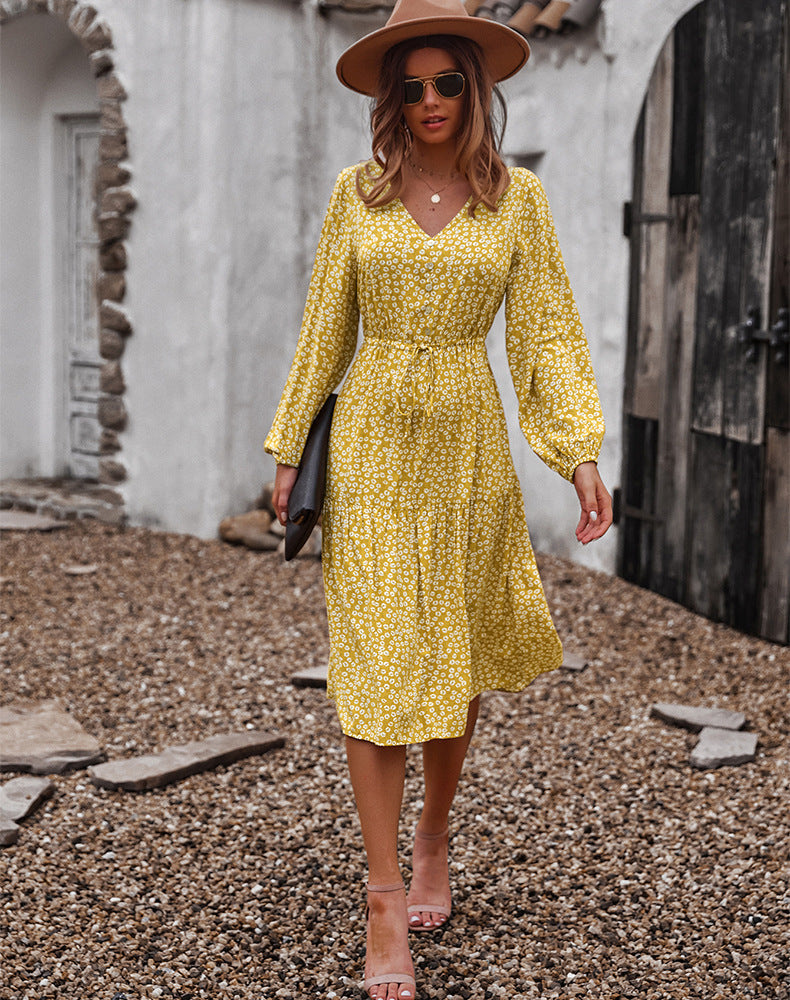 Sunshine On My Mind Flower Babydoll Dress Mustard