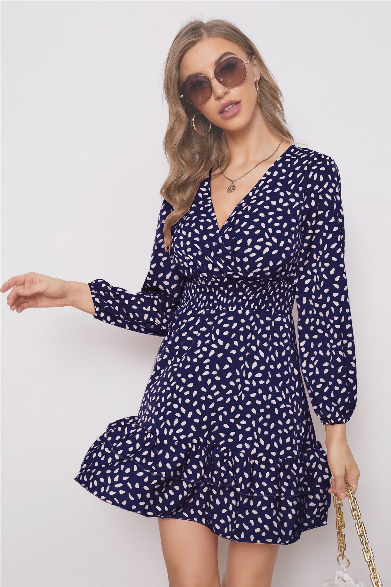 Smocked Delaney Polka Dot Ruffle Dress