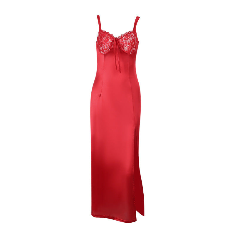 Maxi Dress Socialite Graceful Slim Satin Split Sling Dress