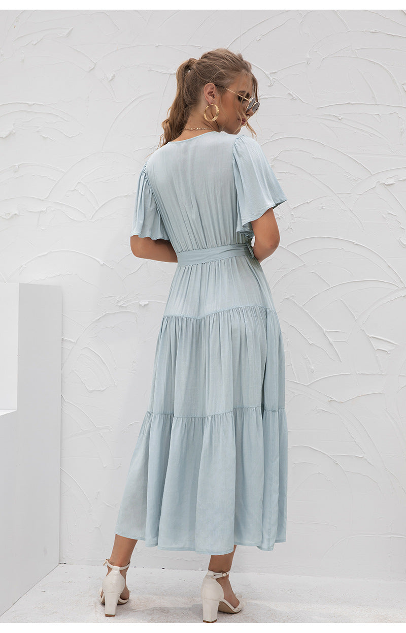 Tropez Saint Puff Sleeve Wrap Midi Dress