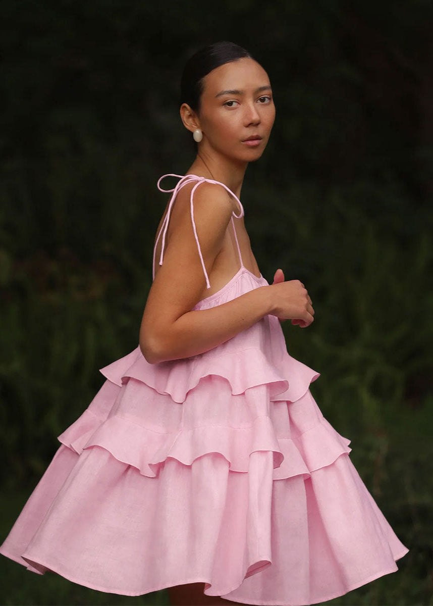 Whimsy Petal TieRed Ruffle Sundress