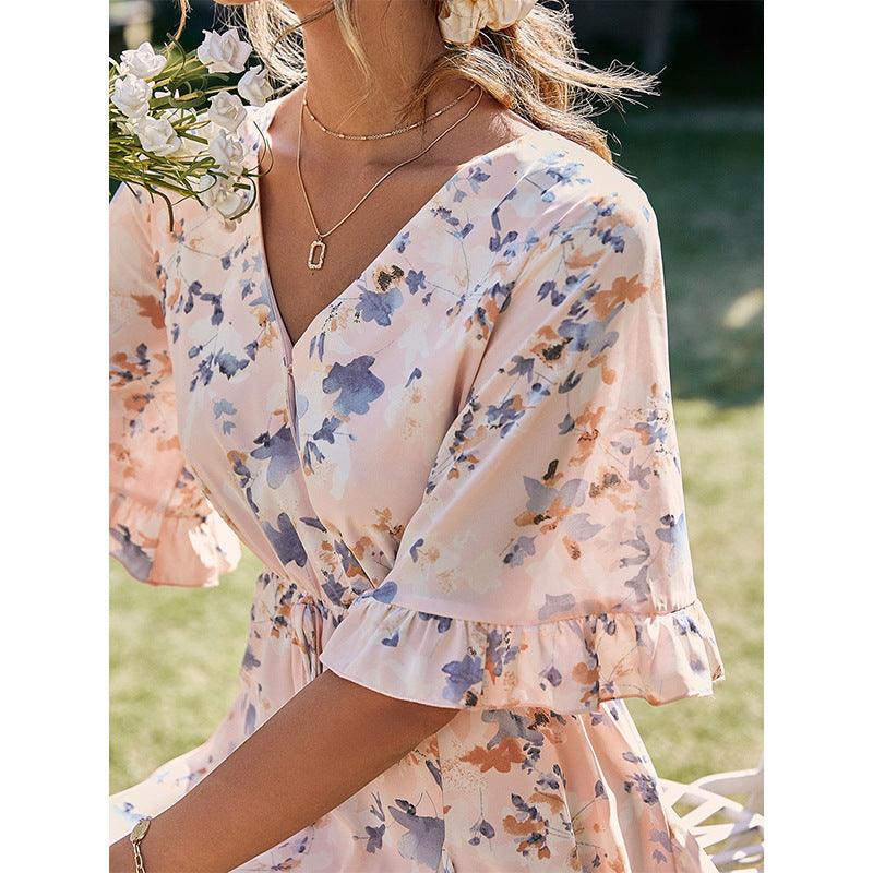 Emma Bloom Bell Sleeve Ruffle Dress