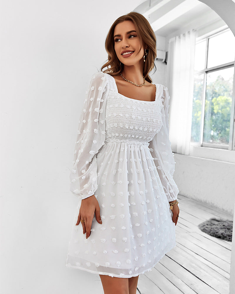 Yourself Treat Pocketed Pom Dress Champagne