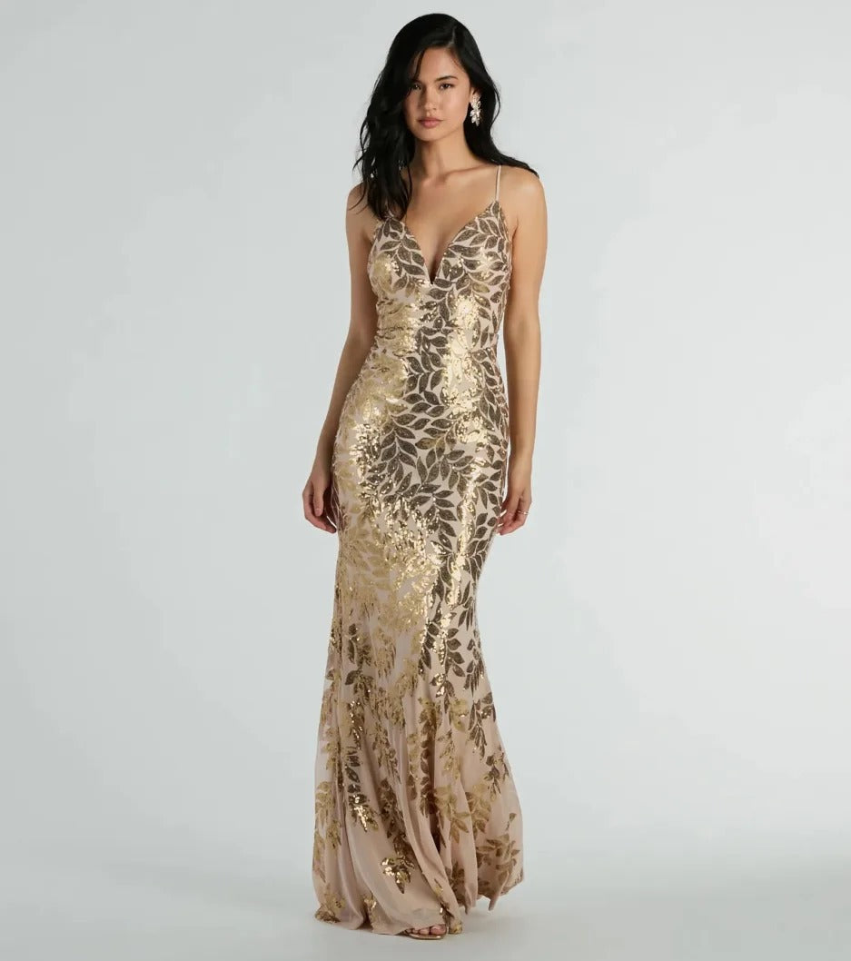 Maxi Dress Fashionable All Match Sequined Chic Backless Spaghetti Straps Dress