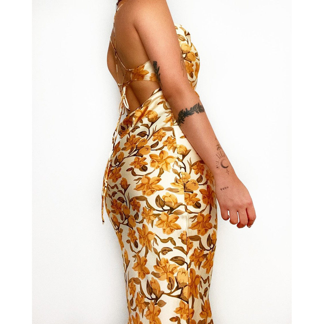 Printed Lakeshore Slip Midi Dress Yellow