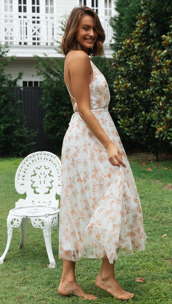 Melancholy Bloom Smocked Midi Dress