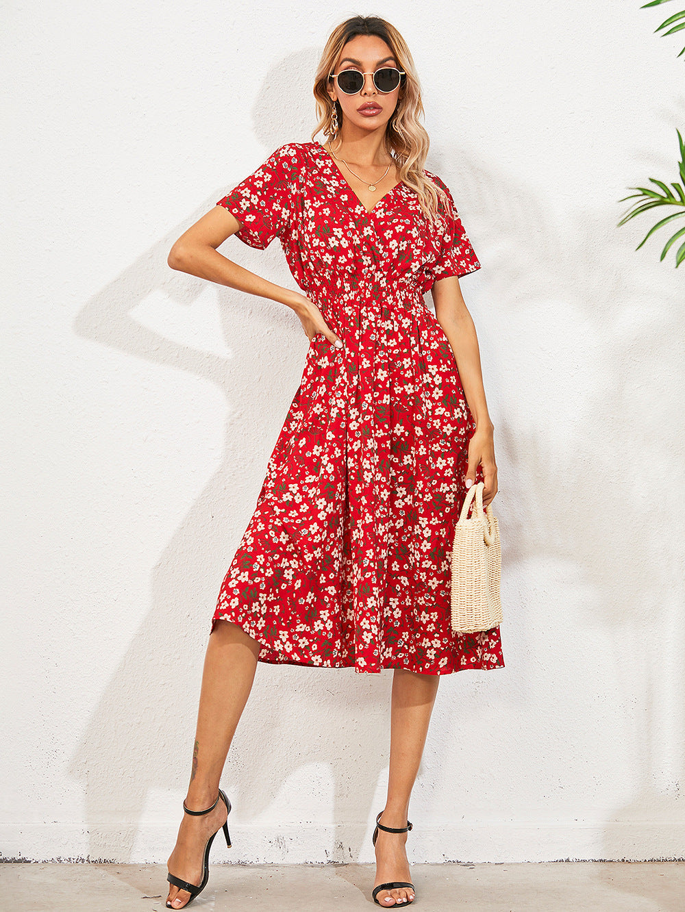 Theodora Botanical Ruffle Mini Dress FINAL