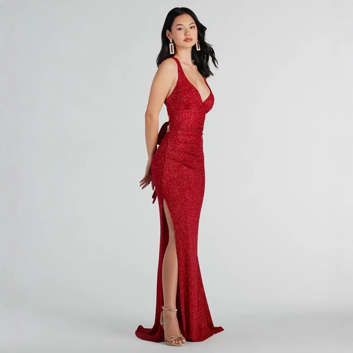 Women Clothing Chic Backless Lace up Dress All Matching Maxi Dress