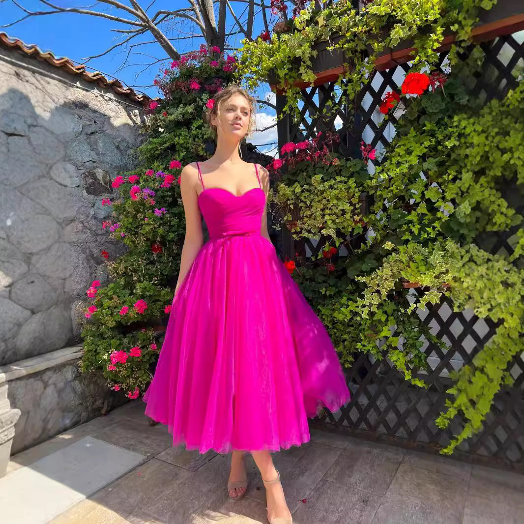 Size Plus Strap Solid Color Dress Midi Dress
