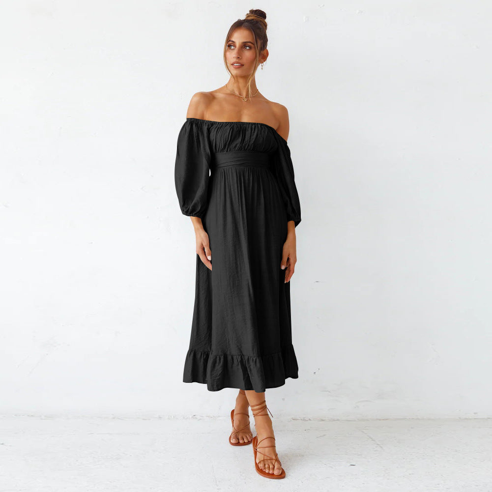 Puff Samantha Sleeve Midi Dress Black