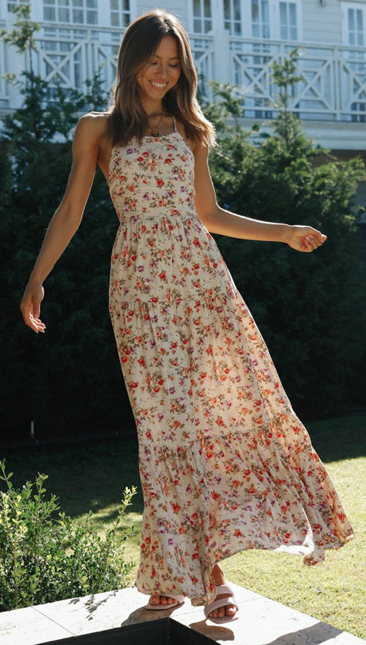List Goes On Flower Tiered Tassel Midi Dress