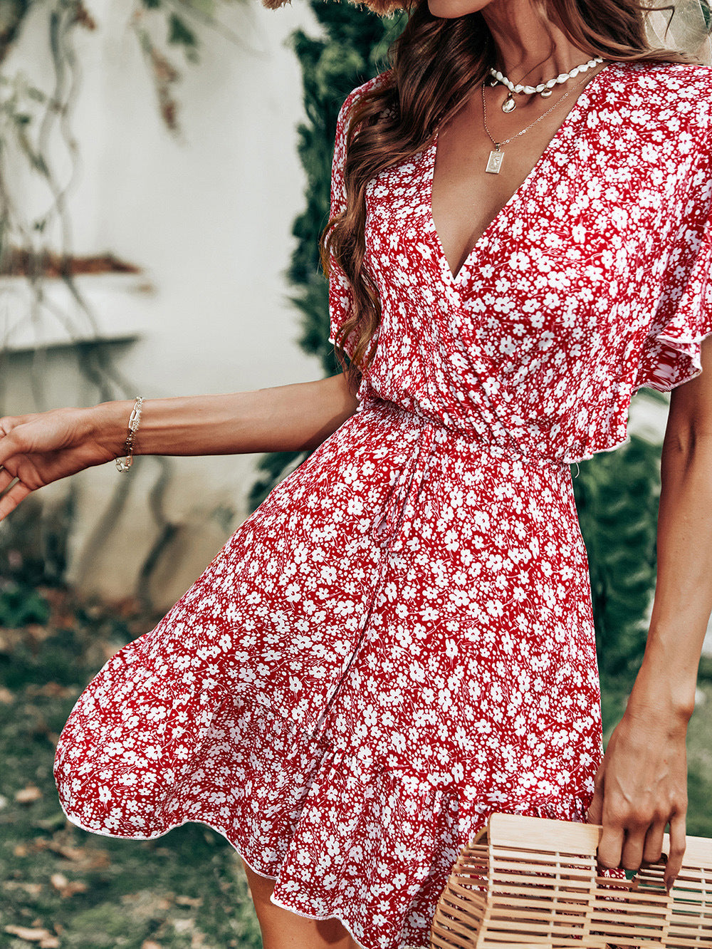 Printed Layva Ruffle Tiered Dress Mauve
