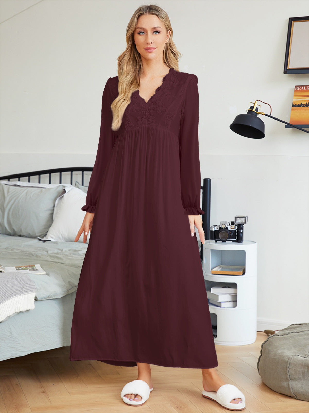 First Bloom Cotton Ruffle Maxi Dress Rust