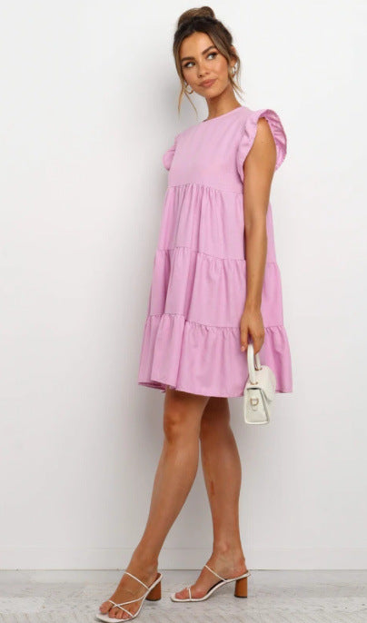 Linen Innocence Blend Babydoll Dress Lavender FINAL