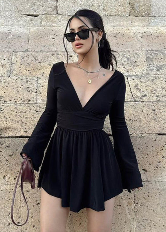 Long Amara Sleeve Wrap Mini Dress