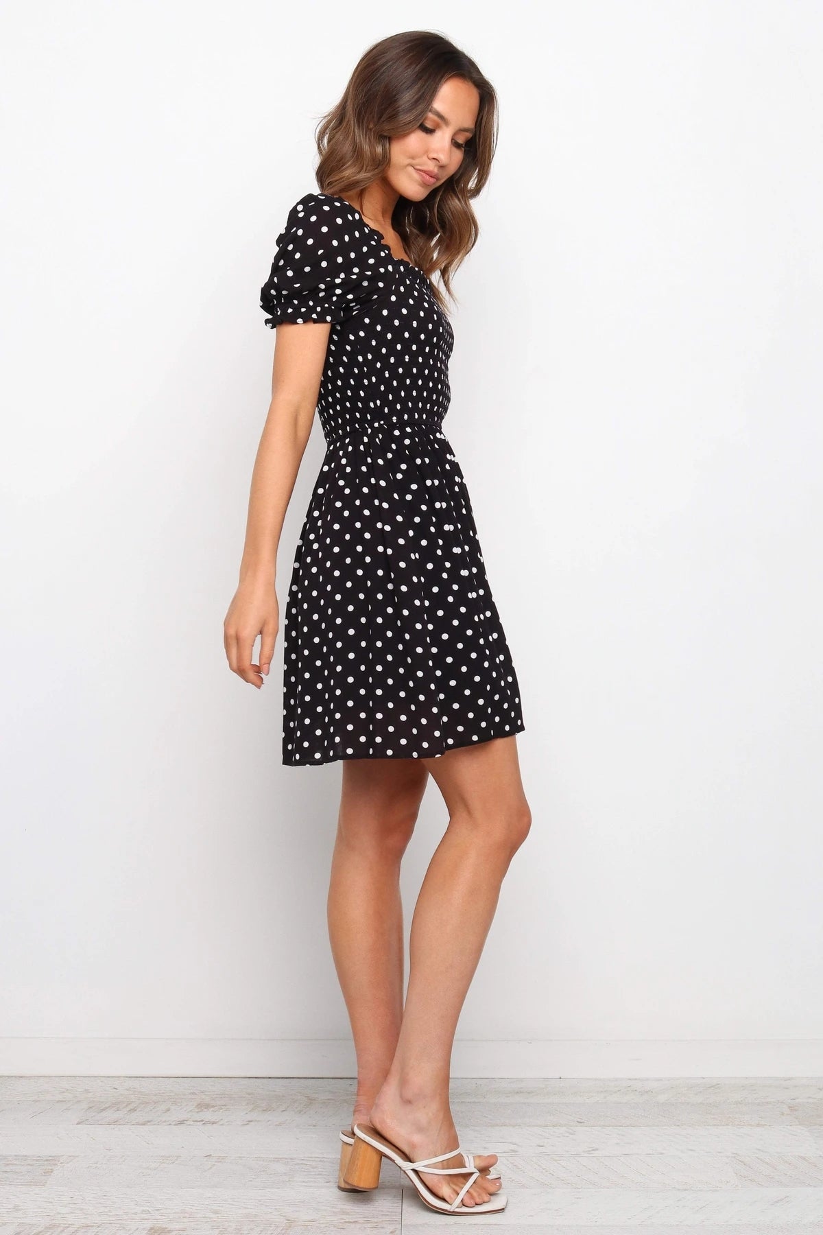 Polka Dawn Dot Puff Sleeve Babydoll Dress FINAL