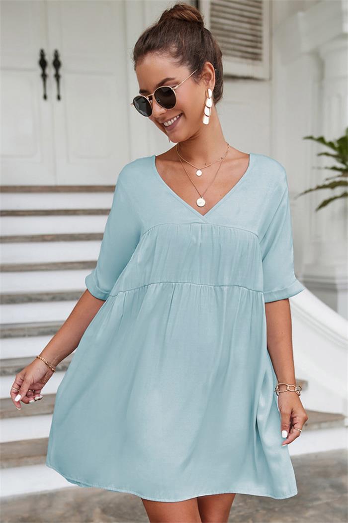Cotton Nina Blend Pocketed Puff Sleeve Dress