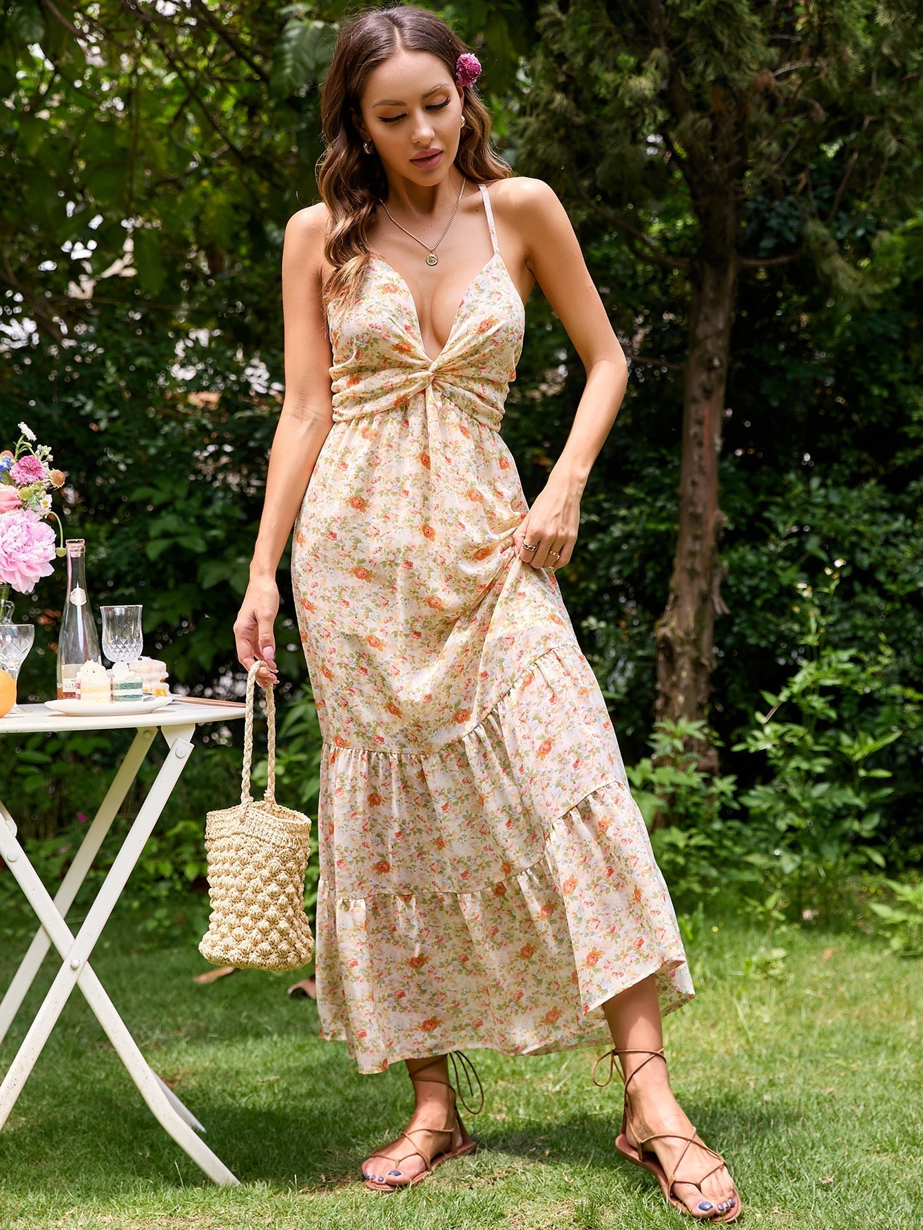 Loved By You Flower Midi Dress Blush