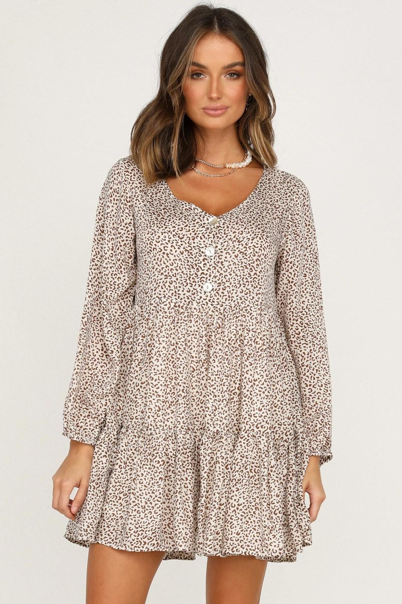 Or Now Never Animal Print Knit Henley Dress