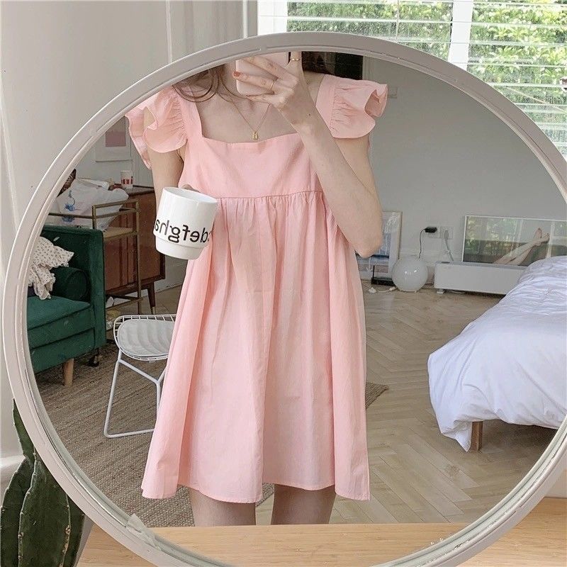 Pocketed Issy Ruffle Babydoll Dress Coral FINAL