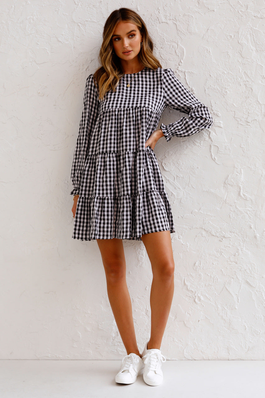 Cotton Urika Blend Plaid Babydoll Dress FINAL