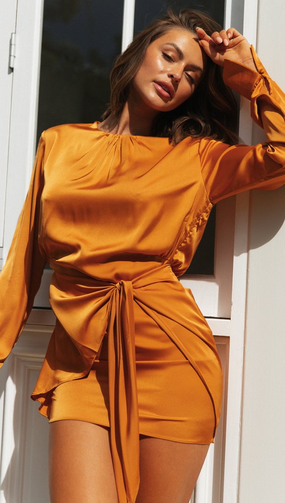 Idea Bright Tie Front Dress Marigold