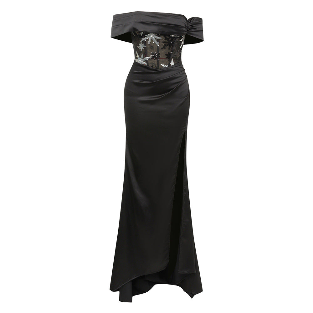 Top Tube Stitching Sequined Sleeveless Slim Fit Backless High End Dress Dress