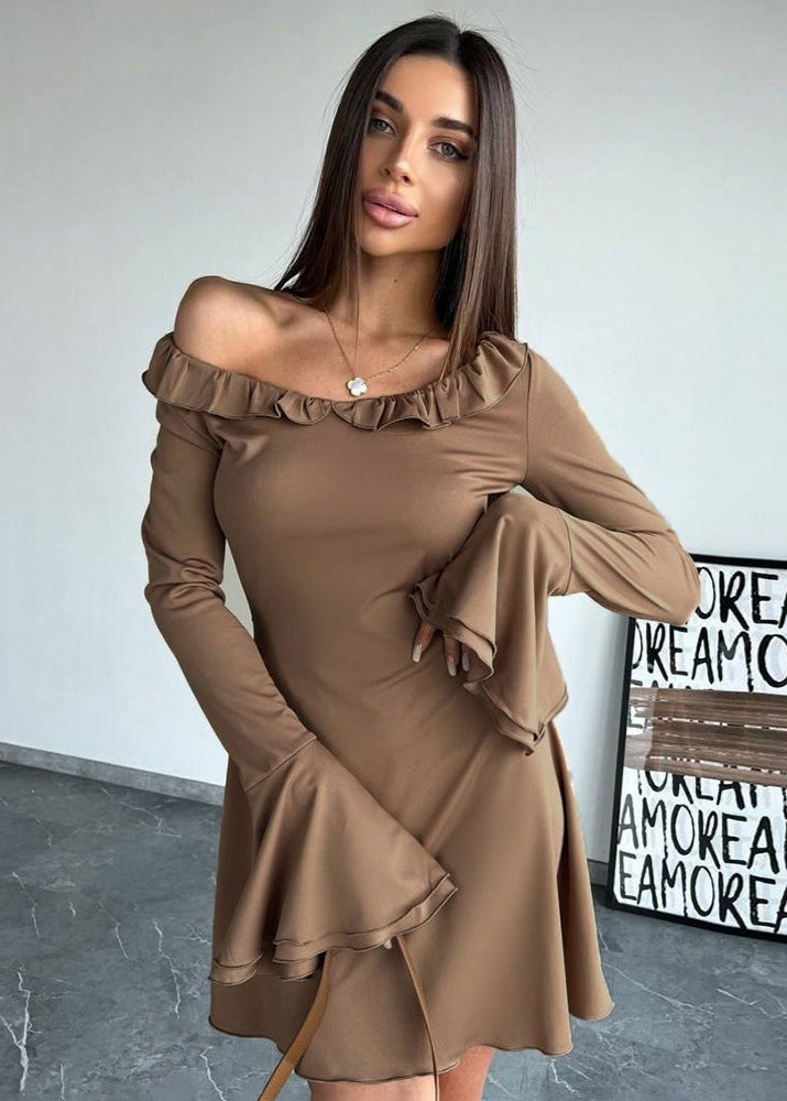 Off Sienna Shoulder Ruffle Sleeve Dress