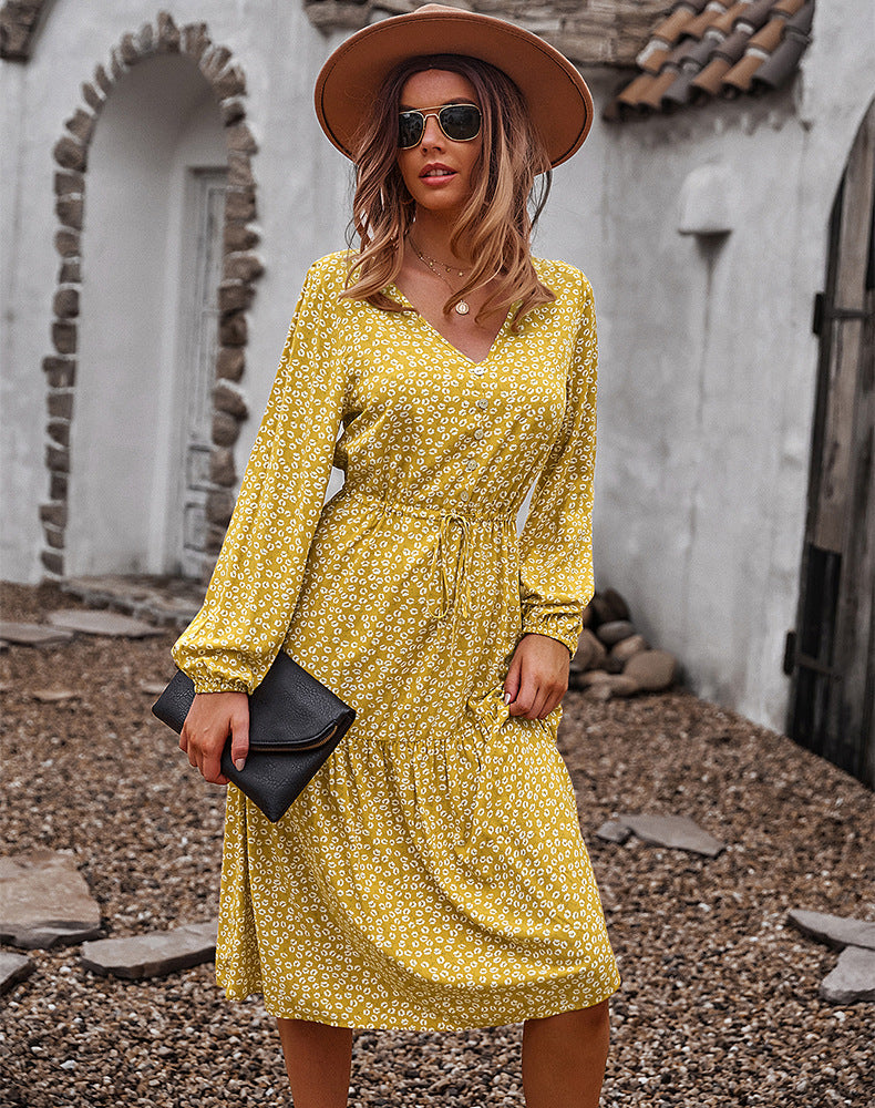 Sunshine On My Mind Flower Babydoll Dress Mustard