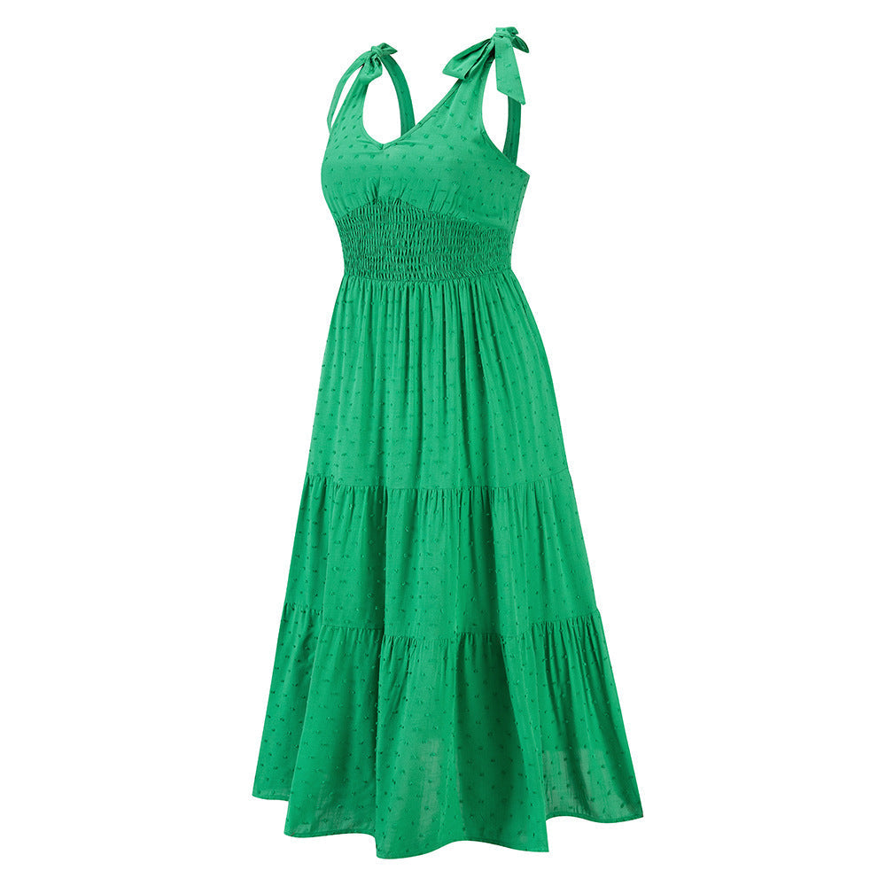Embroidered Parisa Tiered Midi Dress Green
