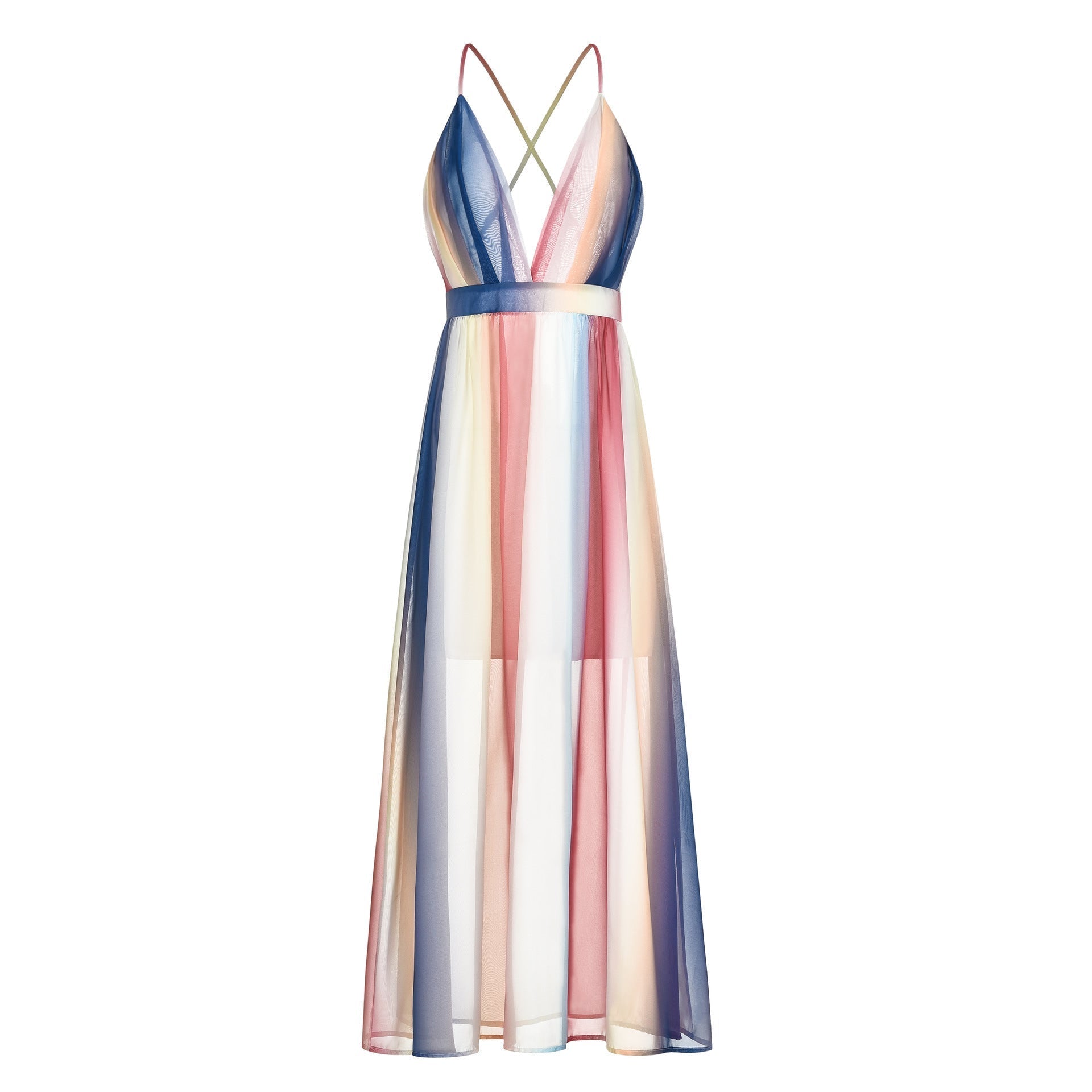 Striped Zyva Chiffon Tie Midi Dress