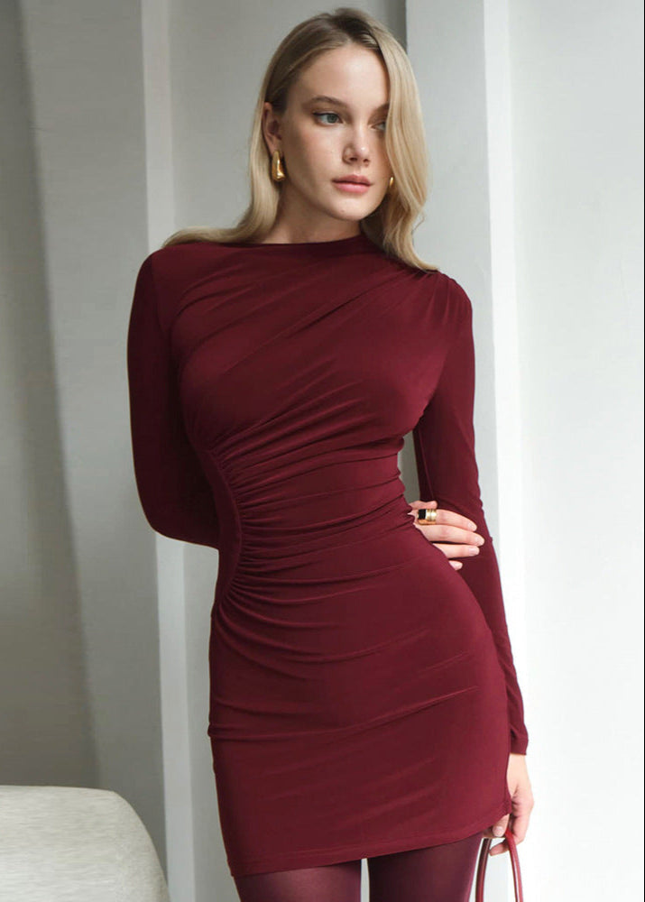 Drape Scarlet Long Sleeve Mini Dress