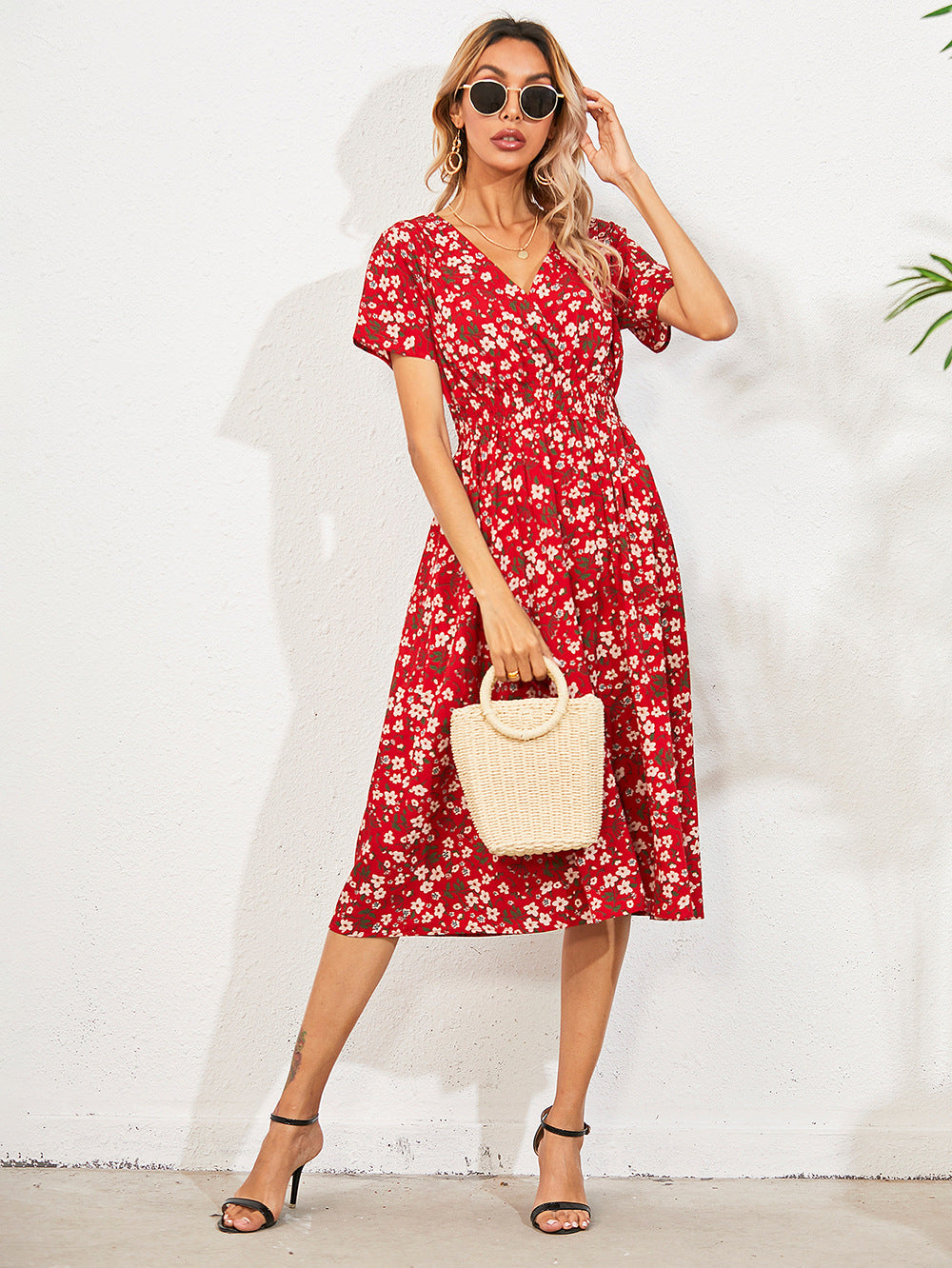 Theodora Botanical Ruffle Mini Dress FINAL