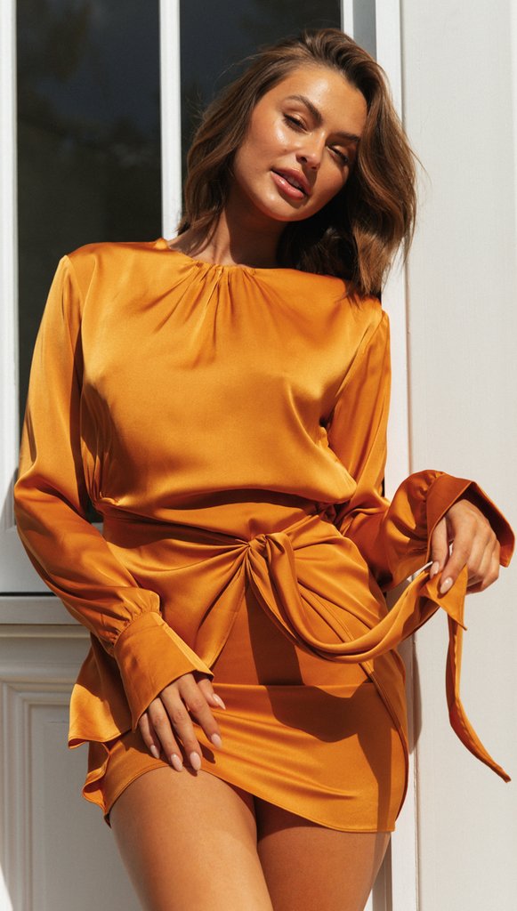 Idea Bright Tie Front Dress Marigold
