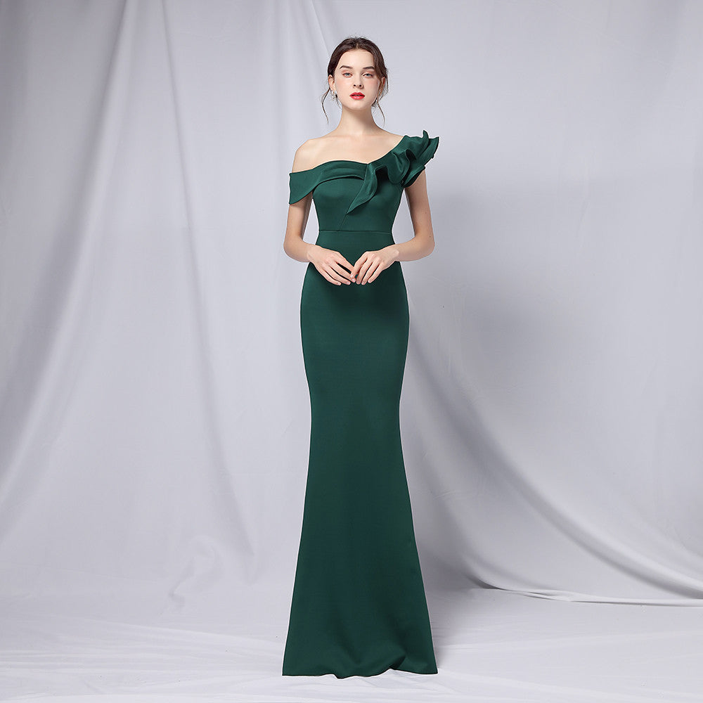 off-Shoulder Banquet Evening Dress Maxi Party Long Refined Slim Sexy Fishtail Dress Formal Gown