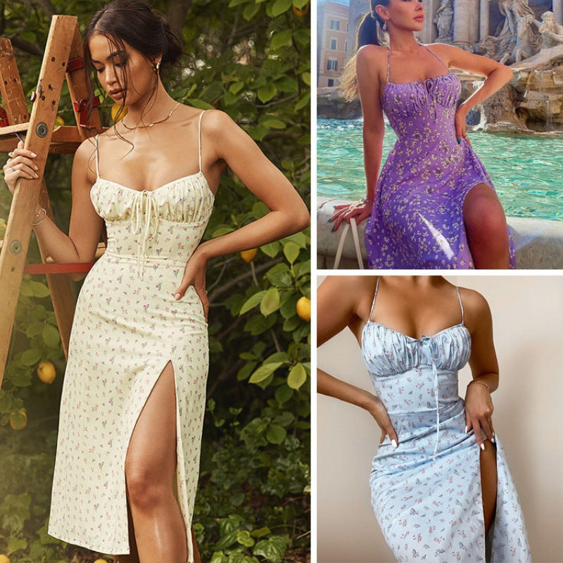 Camila Luxe Women's Floral Print Maxi Dress with High Slit Design Boutique Edit