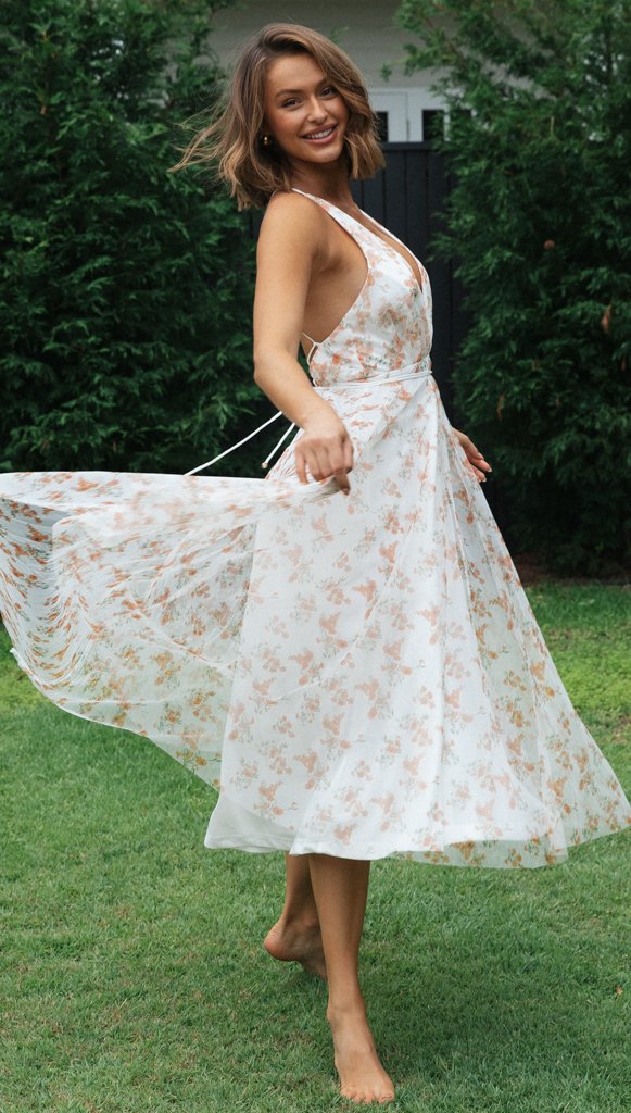 Melancholy Bloom Smocked Midi Dress