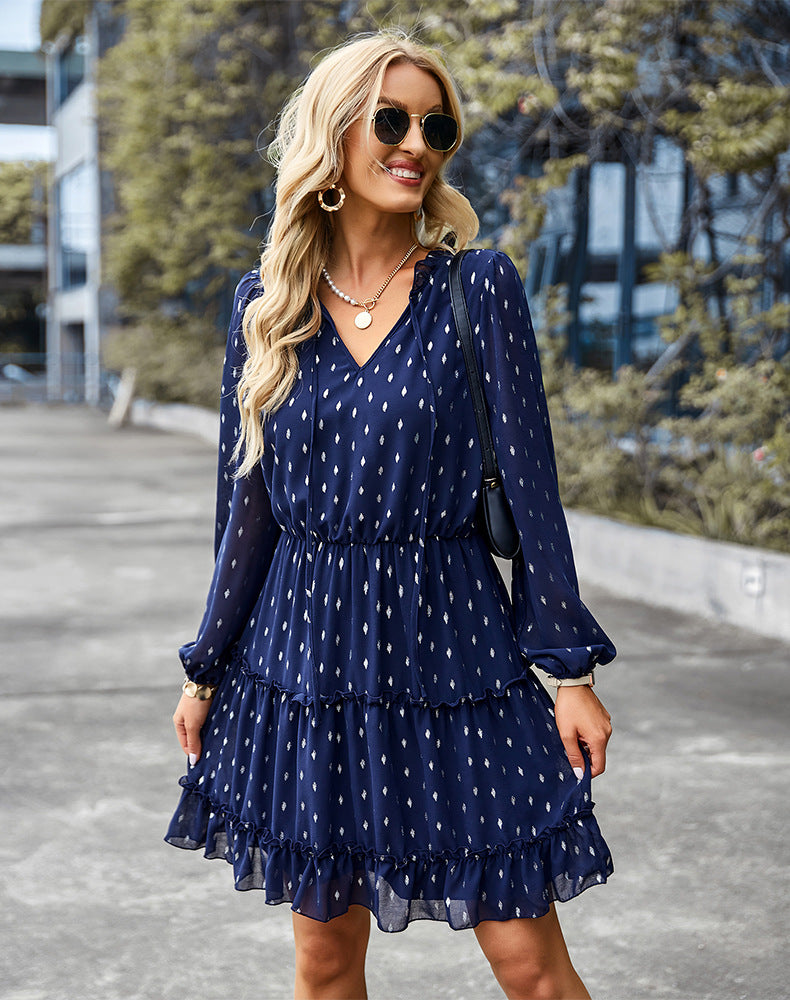 Babe Later Printed Satin Tie Front Dress
